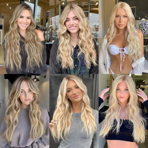 Hair Extensions Synthetic 20 Inch Wavy Invisible Wire for Women Ash Blonde main image 4